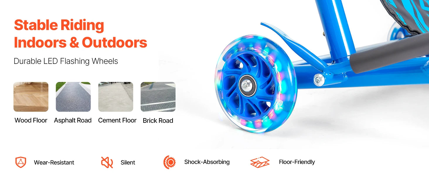 SucceBuy 198lbs Ride on Scooter Swing Side-to-Side Powered by Zig-Zag Motion Sports Games Drifting Toys for Children Gifts