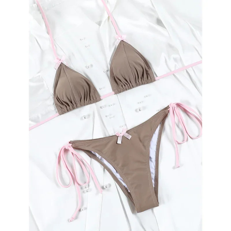 Sexy Swimwear Women Butterfly Bikinis Print Swimsuit Triagle Beachwear Bandage Bathing Suits Micro Biquini Rechargeable light