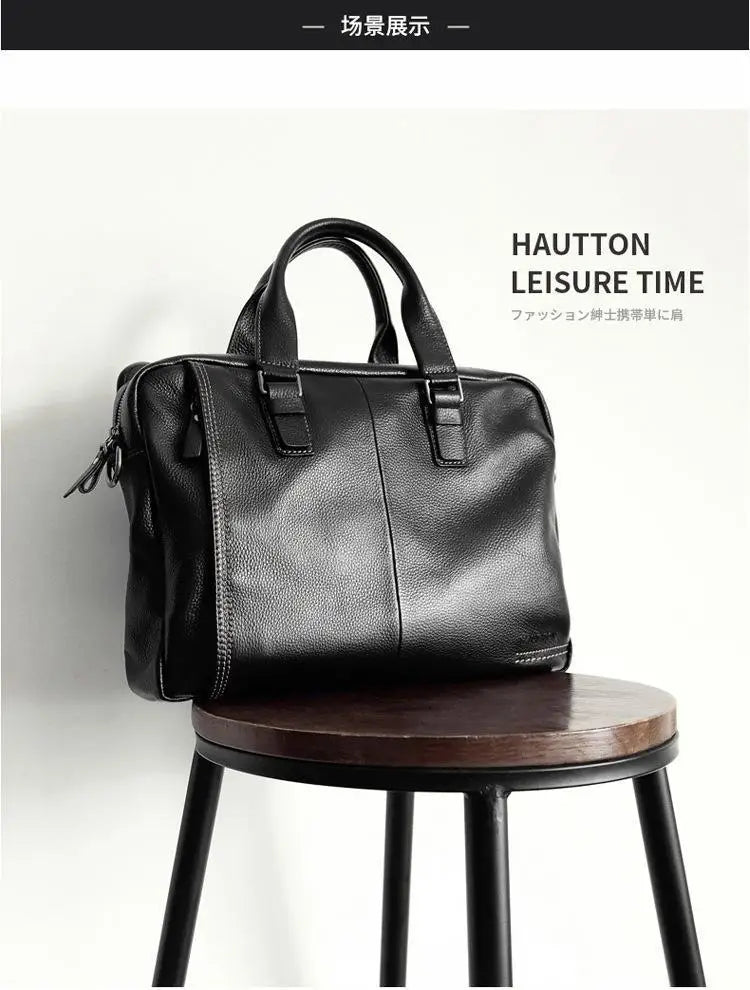 High Quality Cowhide Men's Business Handbag shoulder bag 100% Genuine leather