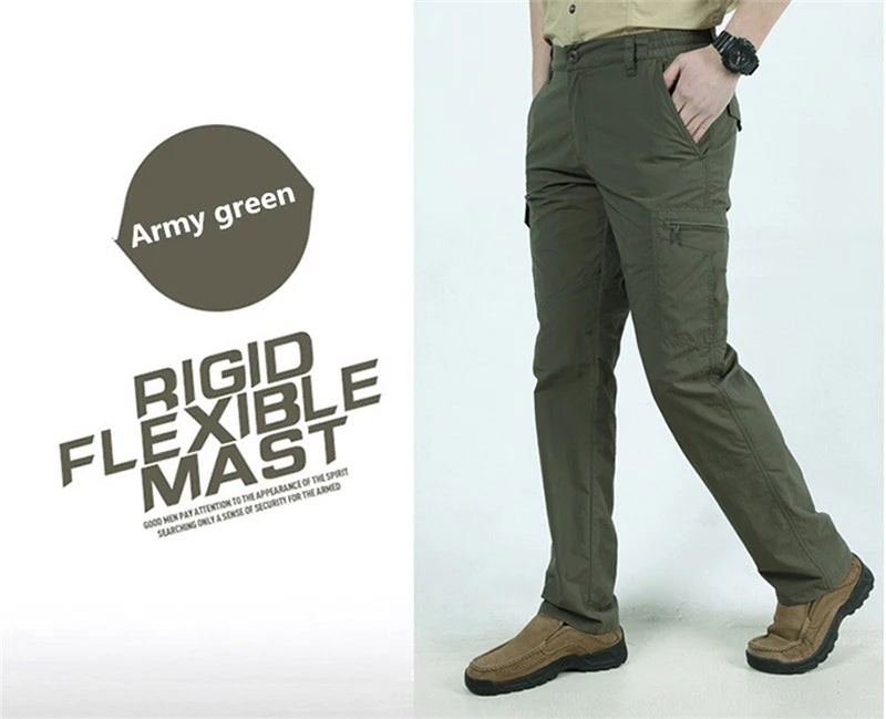 Men's Summer Tactical Cargo Pants Lightweight Casual Waterproof Trousers