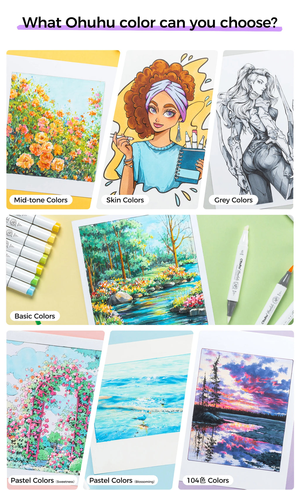 Ohuhu Honolulu Marker Pen Set Color Markers Alcohol Art Markers