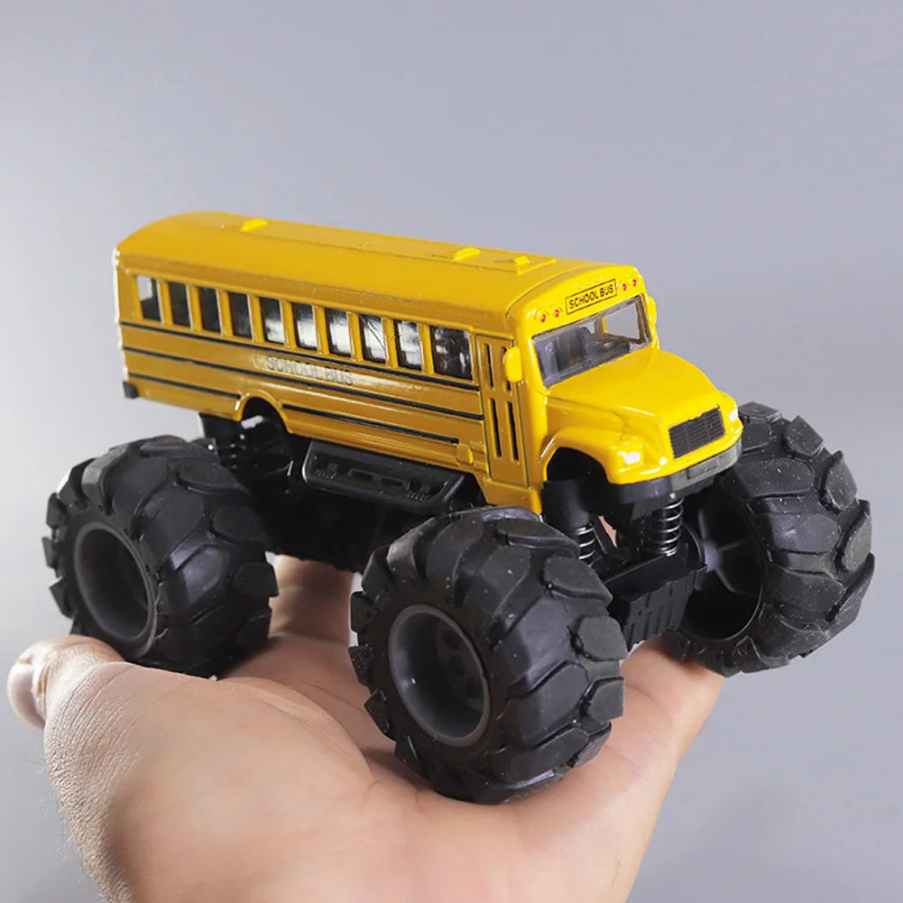 Monster School Bus Die Cast Metal Model Pullback Action Toy Monster Truck Big Wheels Play Vehicle Gifts for Kids Boys