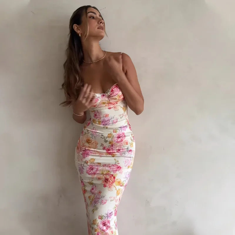 Summer 2025 Women's Floral Print Maxi Dress