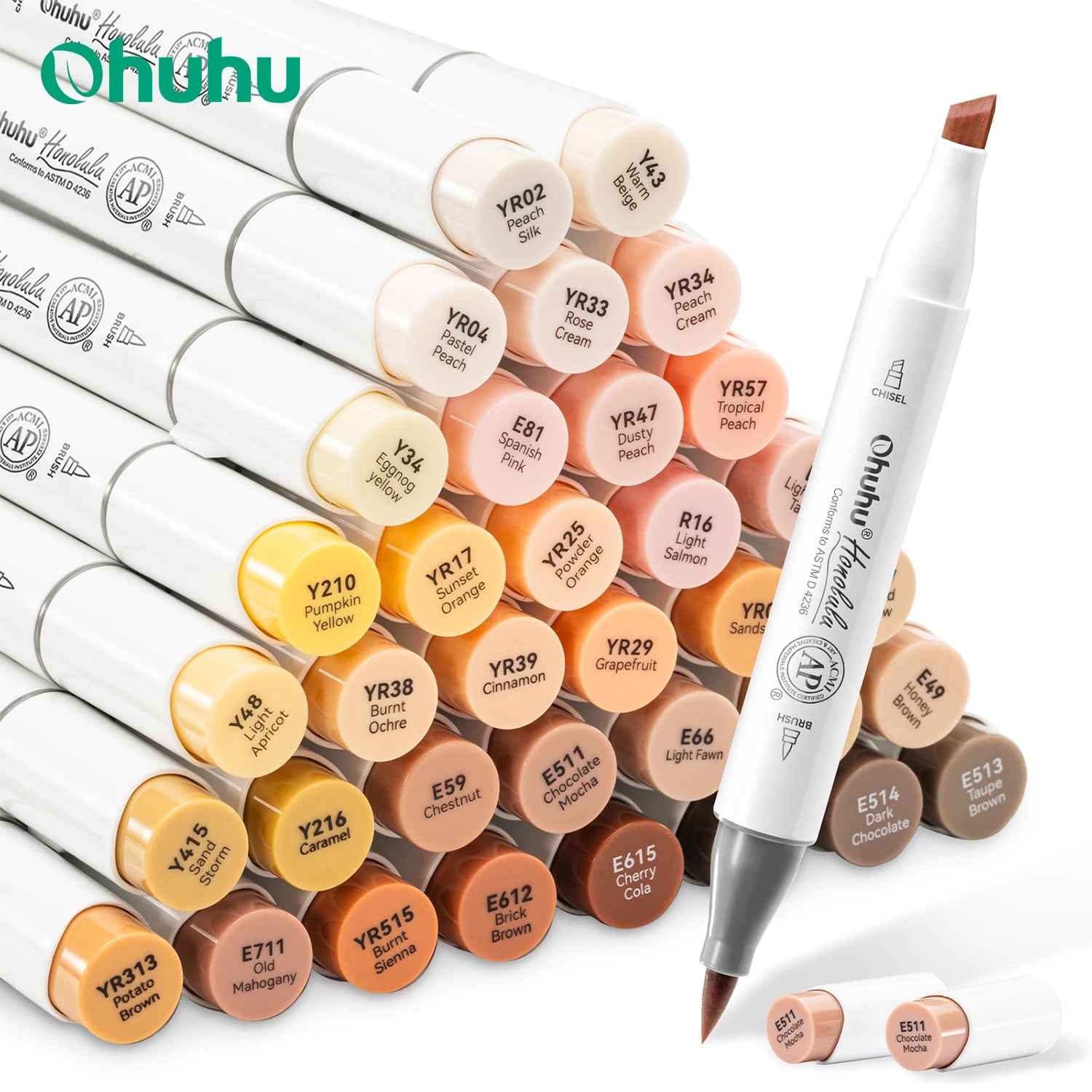 Ohuhu Honolulu 36 Skin Colors Marker Pen Set Alcohol Art Markers