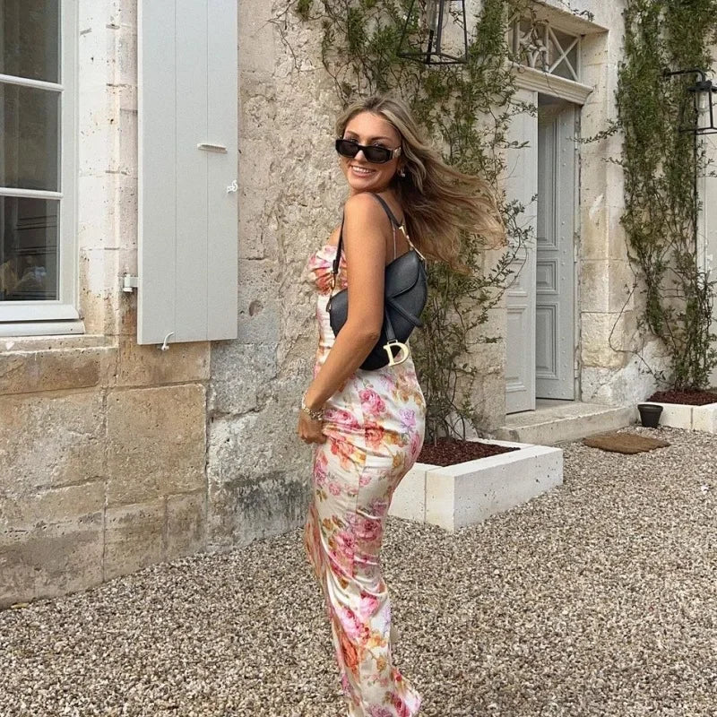 Summer 2025 Women's Floral Print Maxi Dress