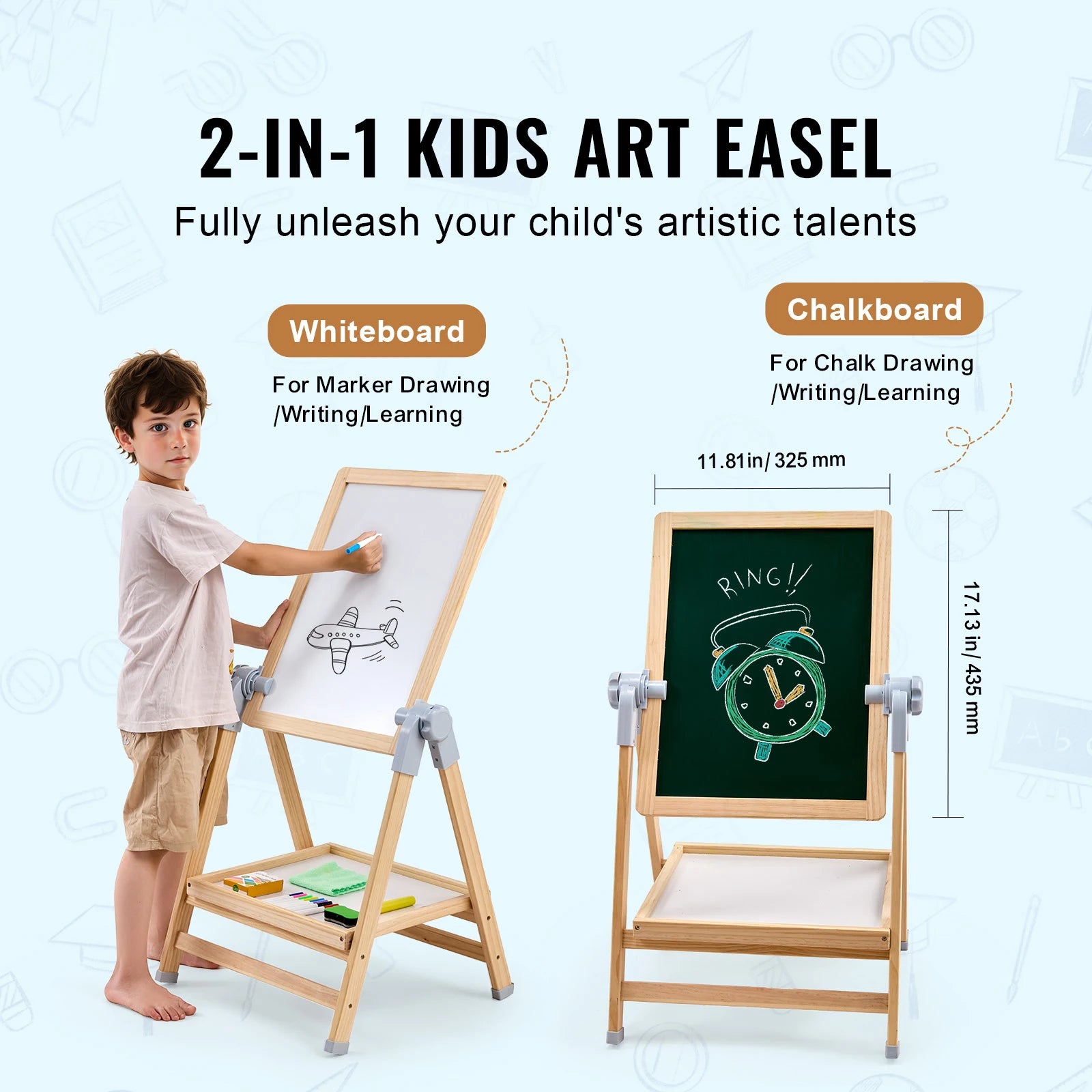 SucceBuy Standing Magnetic Drawing Board WordPad Art Easel with Painting Accessories Children Educational Toys for Kids Girl Boy