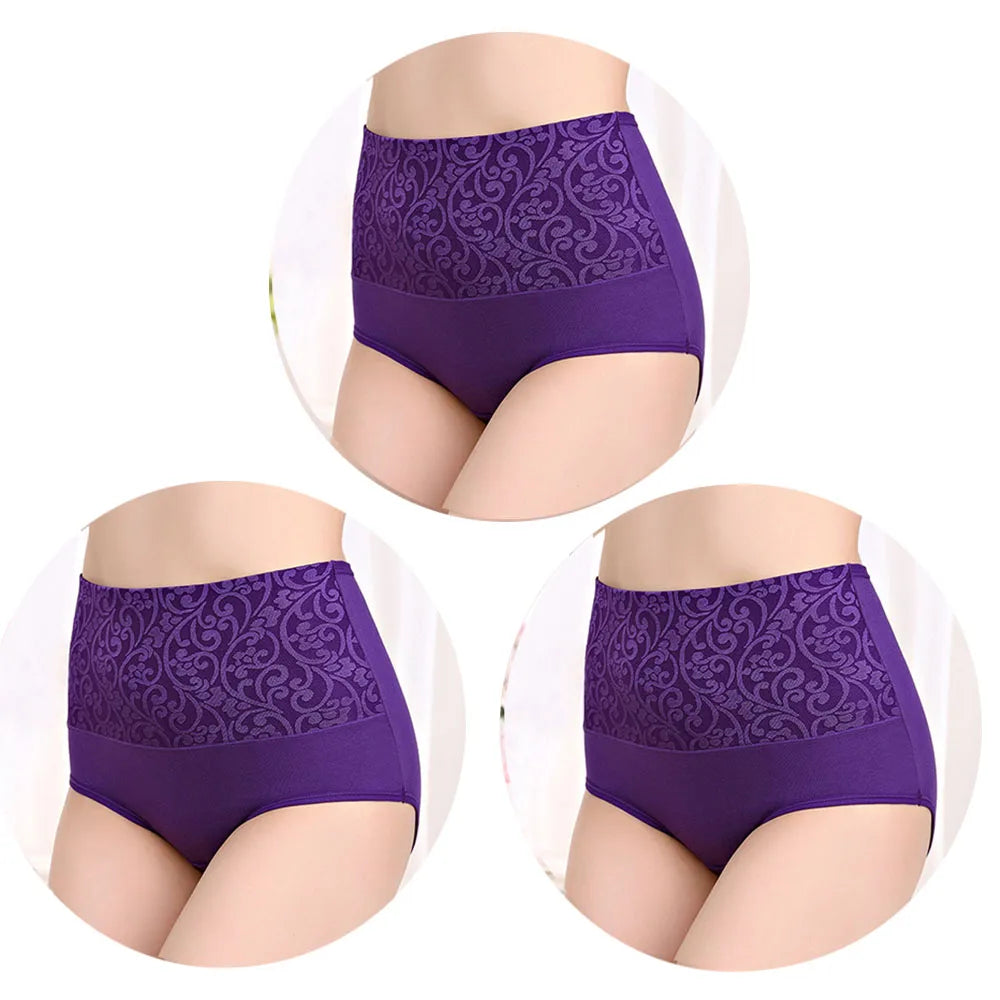 3Pcs/Lot Plus Size Underwear Women High Waist Women's Cotton Brief