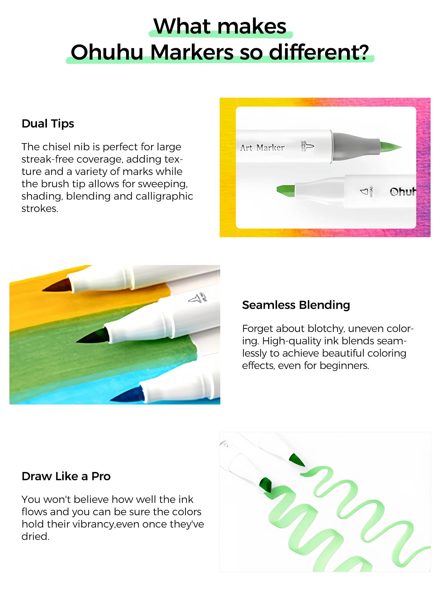 Ohuhu Honolulu Marker Pen Set Color Markers Alcohol Art Markers