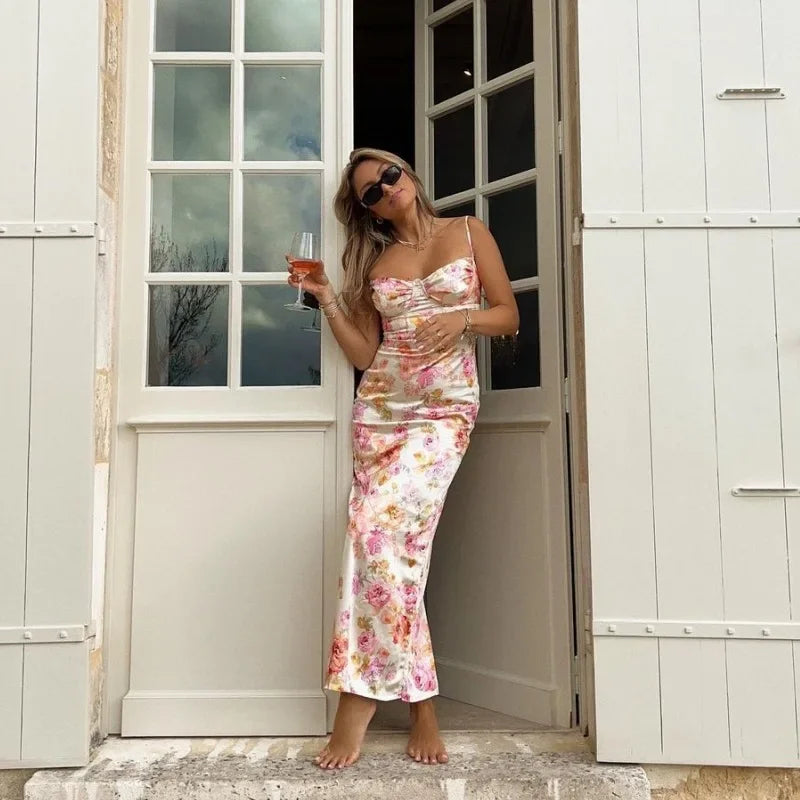 Summer 2025 Women's Floral Print Maxi Dress