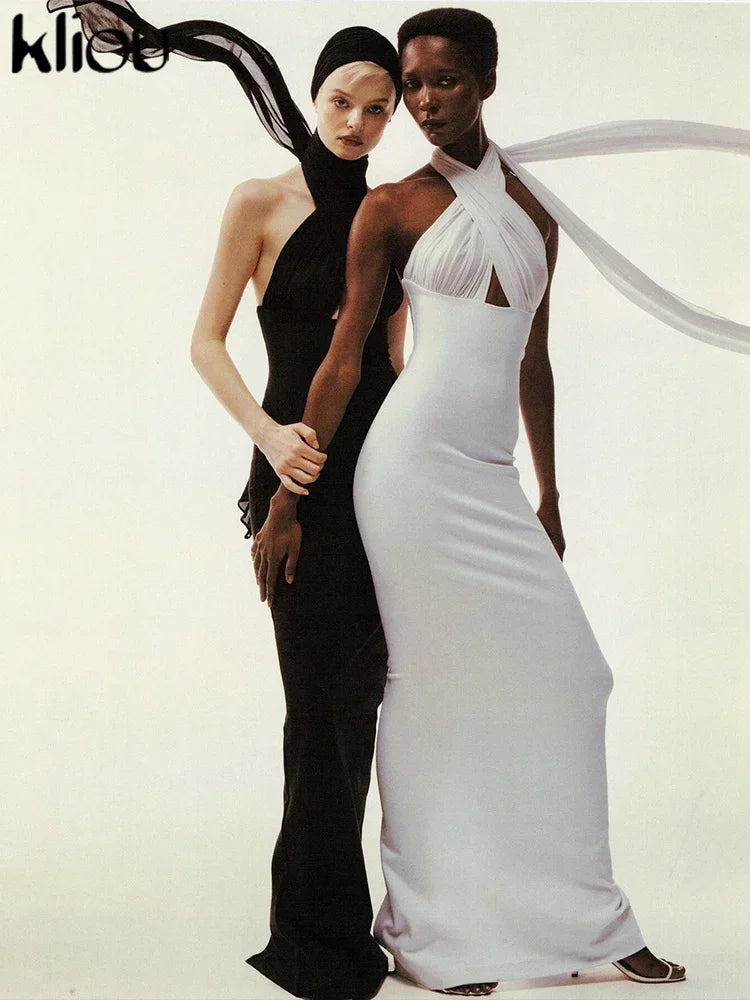 Kliou Ribbons Women Long Dress