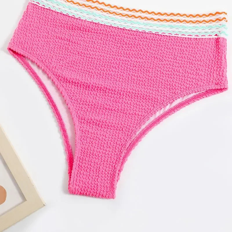 2025 Sexy Strape Tape Swimsuit Women Solid High Waist Bikini Set