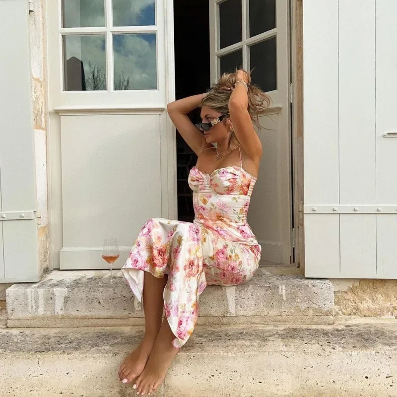 Summer 2025 Women's Floral Print Maxi Dress