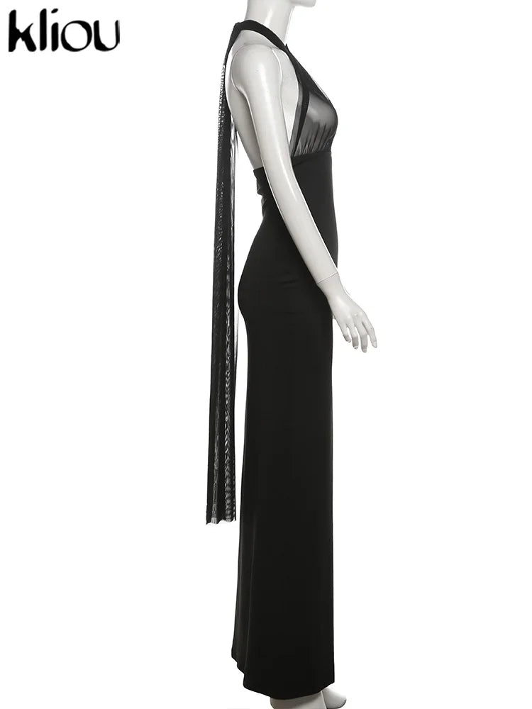 Kliou Ribbons Women Long Dress
