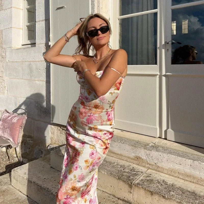 Summer 2025 Women's Floral Print Maxi Dress