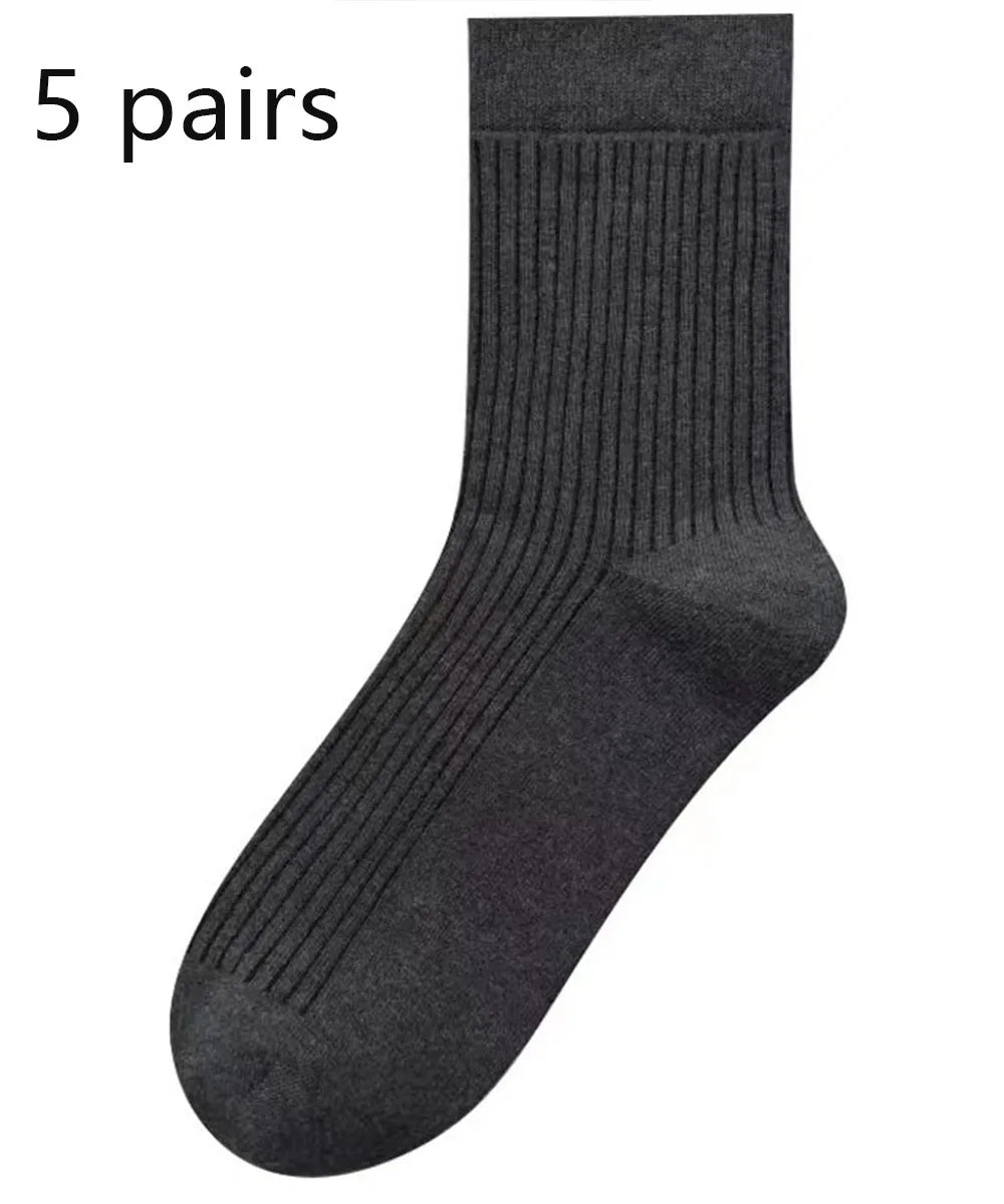 5 Pairs 100% Cotton Women Men Socks Soft Casual Solid (overseas product)