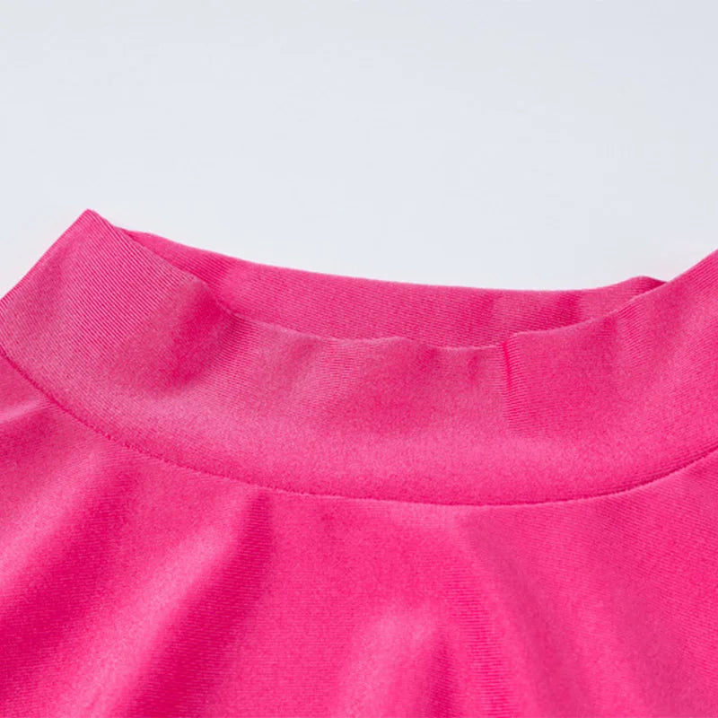 Solid Long Sleeve With Gloves Mini Dress.