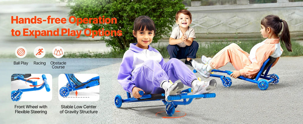 SucceBuy 198lbs Ride on Scooter Swing Side-to-Side Powered by Zig-Zag Motion Sports Games Drifting Toys for Children Gifts