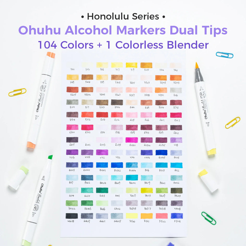 Ohuhu Honolulu Marker Pen Set Color Markers Alcohol Art Markers