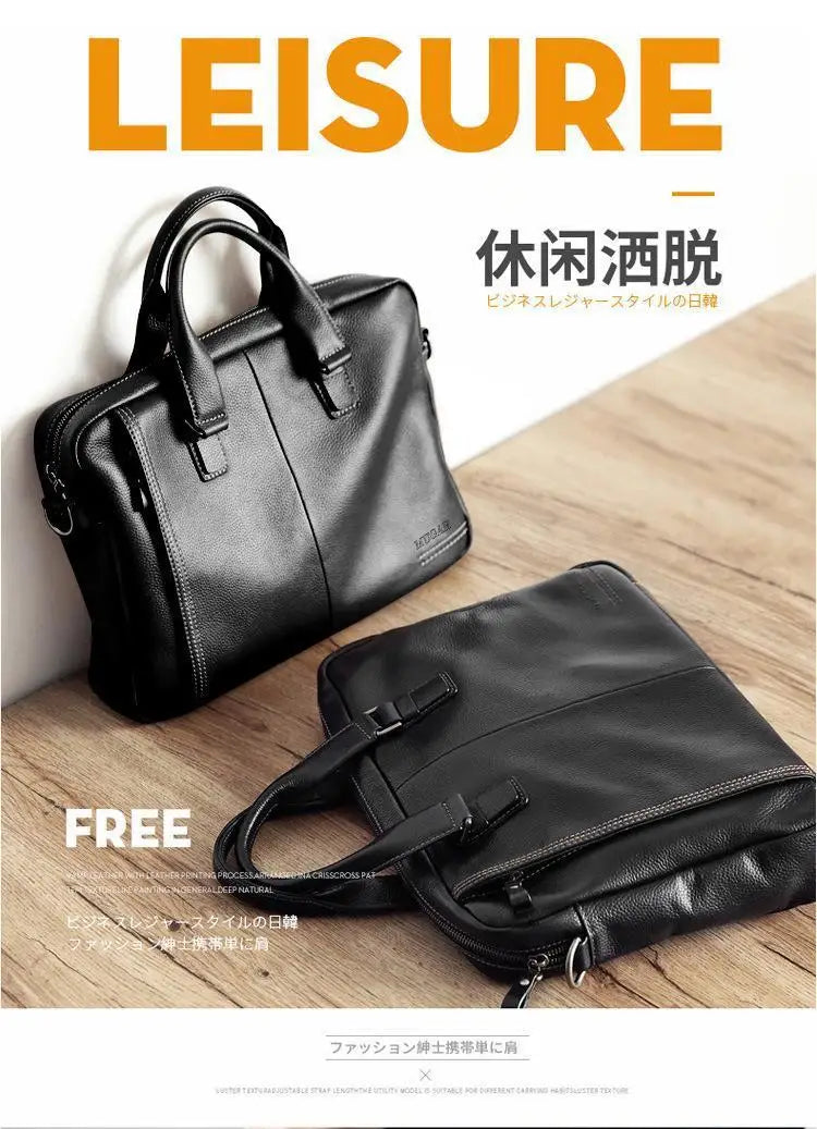 High Quality Cowhide Men's Business Handbag shoulder bag 100% Genuine leather
