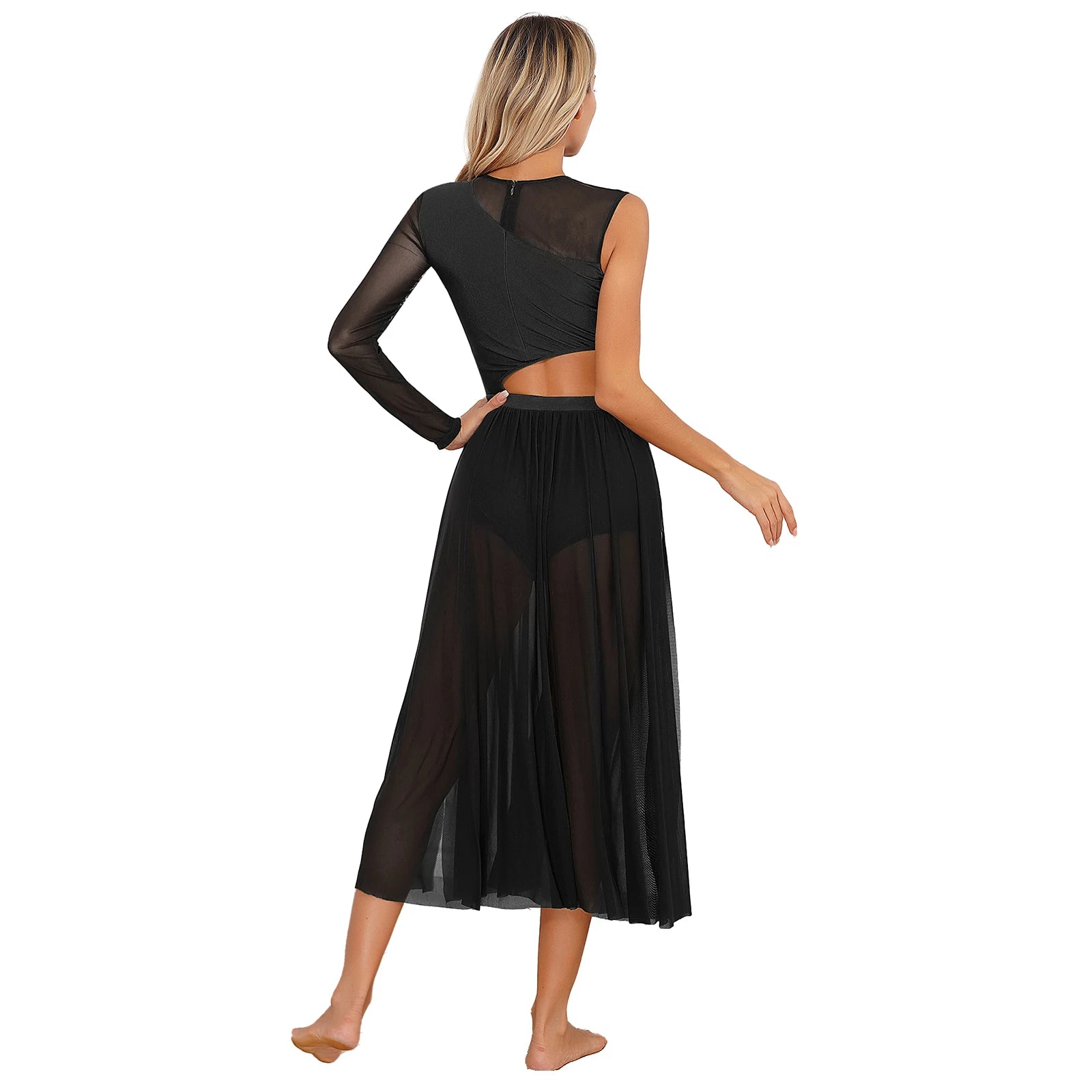 Women One Shoulder Long Sleeve Ballet Dance