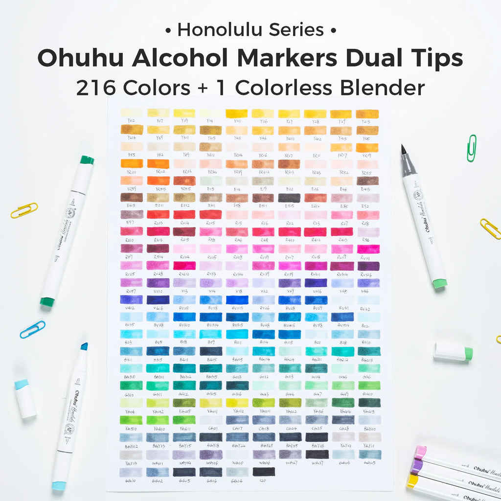 Ohuhu Honolulu Marker Pen Set Color Markers Alcohol Art Markers