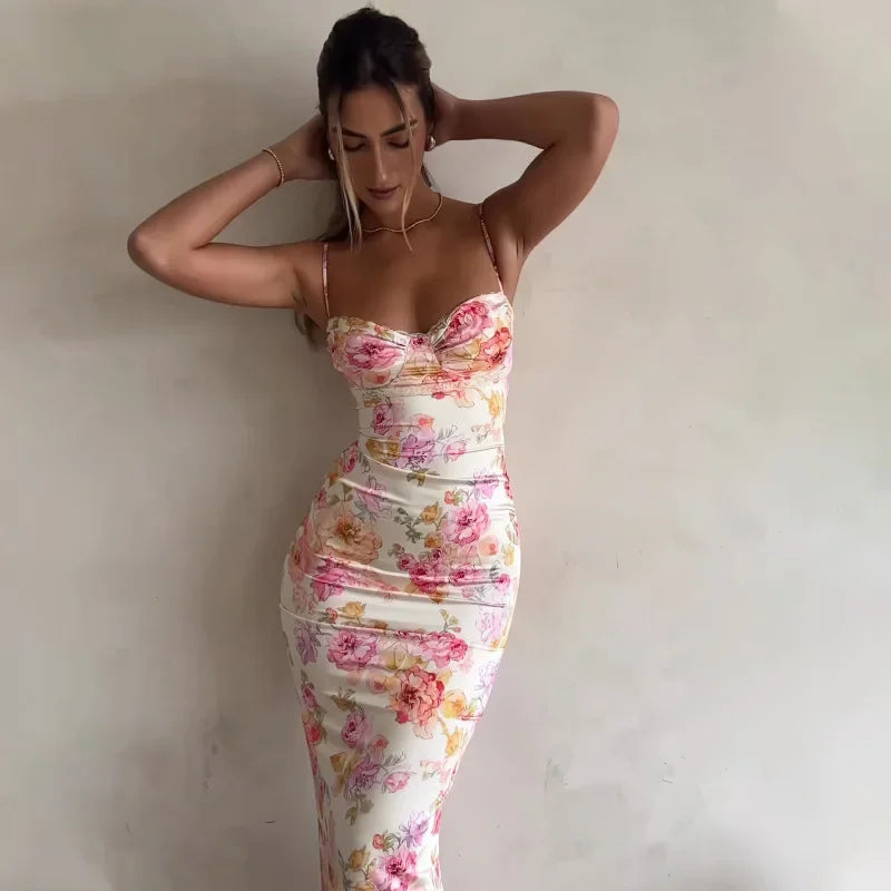 Summer 2025 Women's Floral Print Maxi Dress