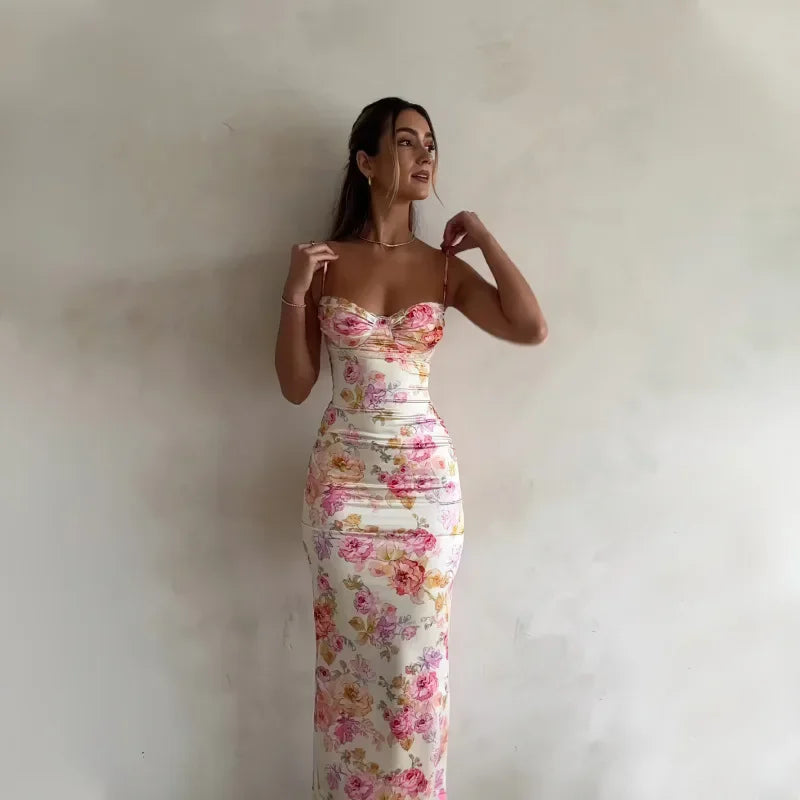 Summer 2025 Women's Floral Print Maxi Dress