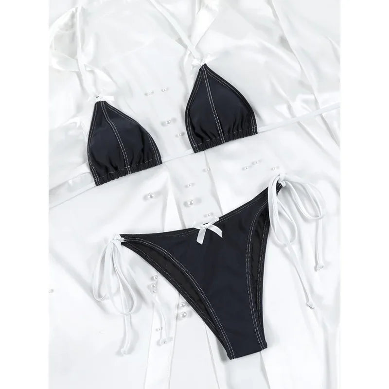 Sexy Swimwear Women Butterfly Bikinis Print Swimsuit Triagle Beachwear Bandage Bathing Suits Micro Biquini Rechargeable light