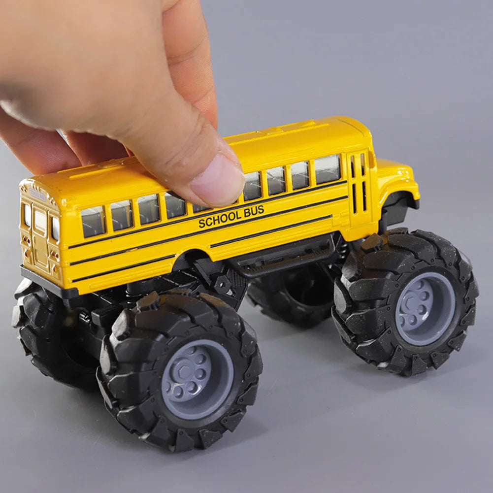 Monster School Bus Die Cast Metal Model Pullback Action Toy Monster Truck Big Wheels Play Vehicle Gifts for Kids Boys