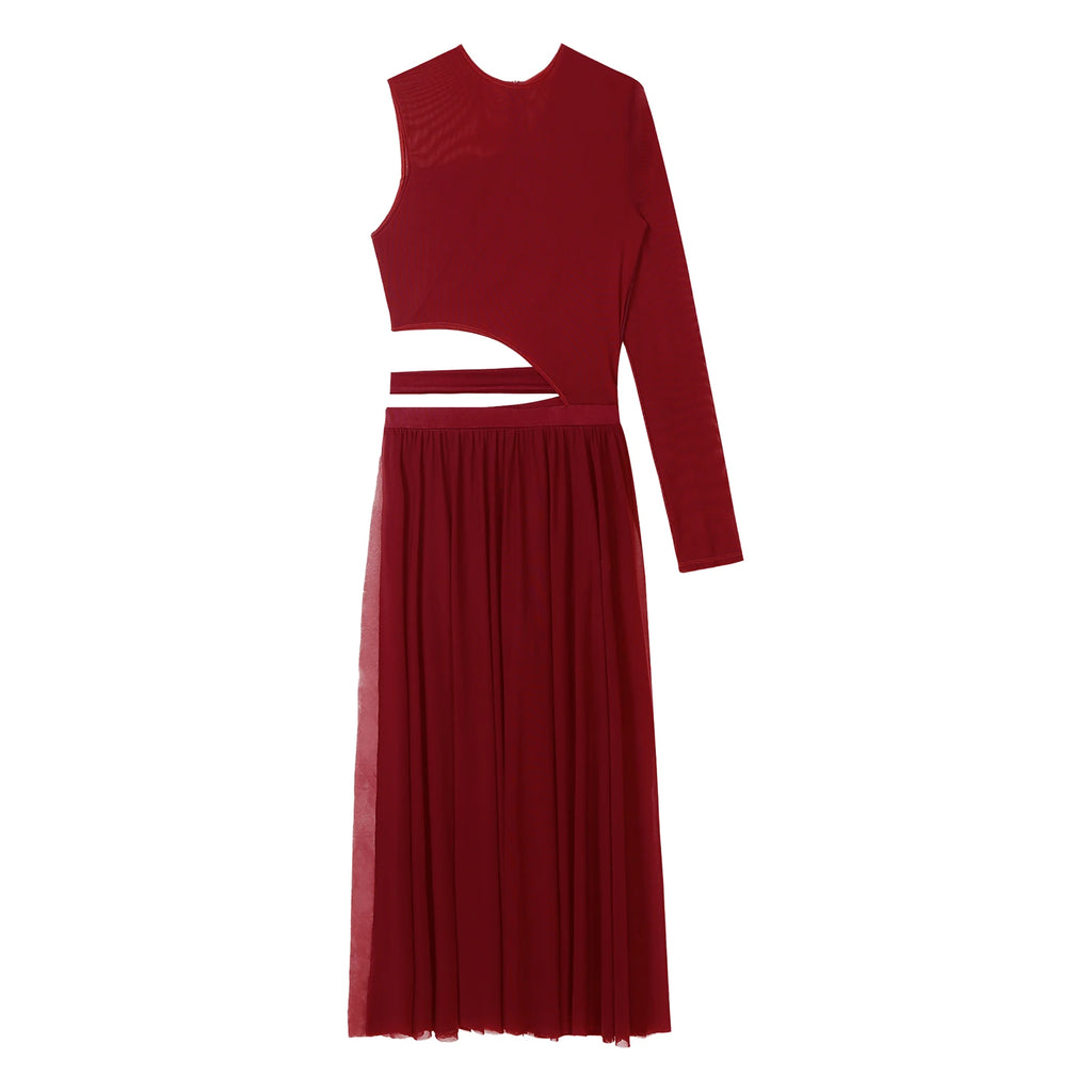 Women One Shoulder Long Sleeve Ballet Dance