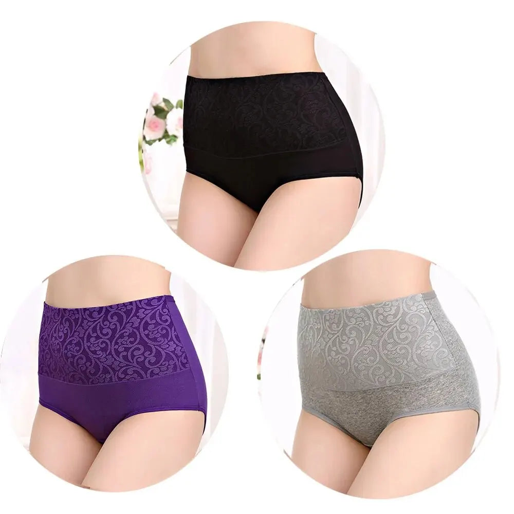 3Pcs/Lot Plus Size Underwear Women High Waist Women's Cotton Brief