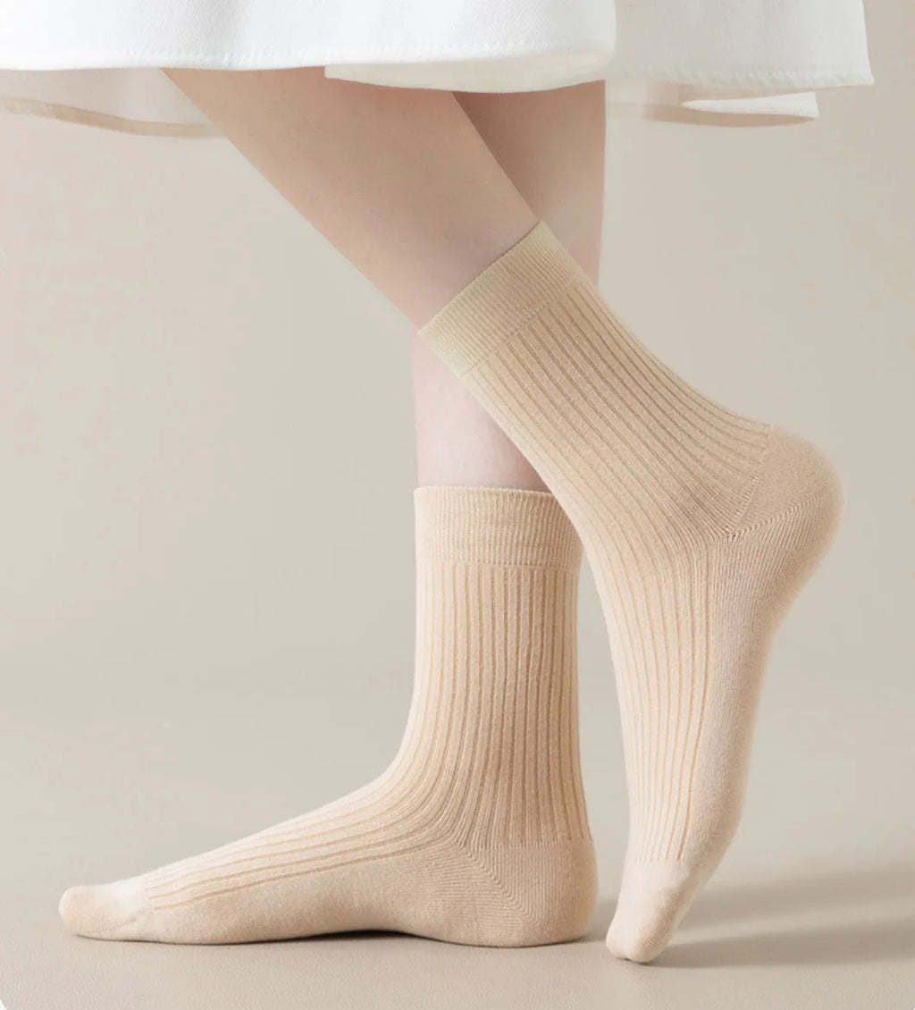 5 Pairs 100% Cotton Women Men Socks Soft Casual Solid (overseas product)