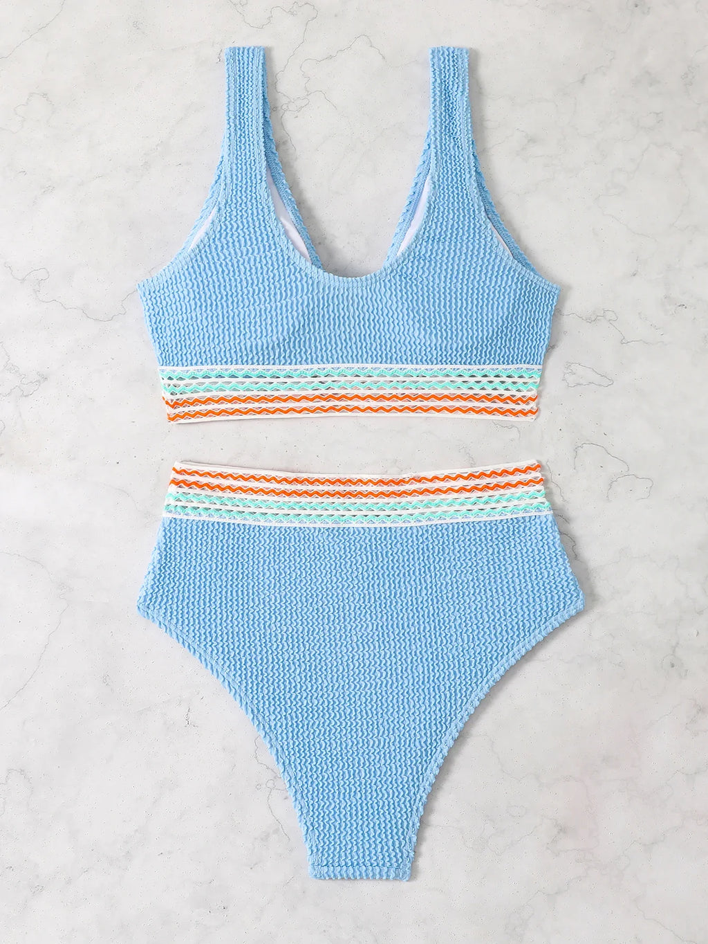 2025 Sexy Strape Tape Swimsuit Women Solid High Waist Bikini Set