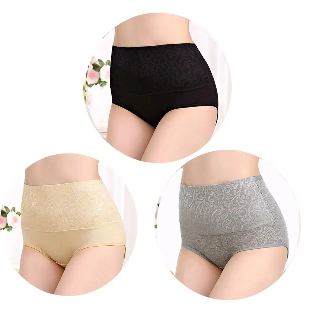 3Pcs/Lot Plus Size Underwear Women High Waist Women's Cotton Brief