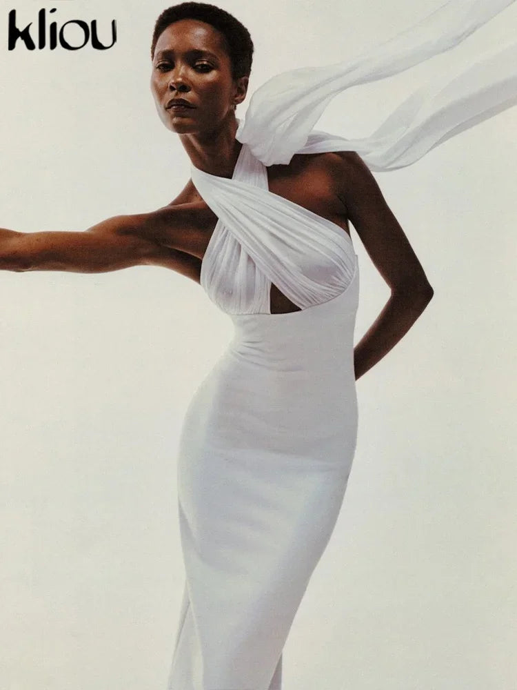 Kliou Ribbons Women Long Dress