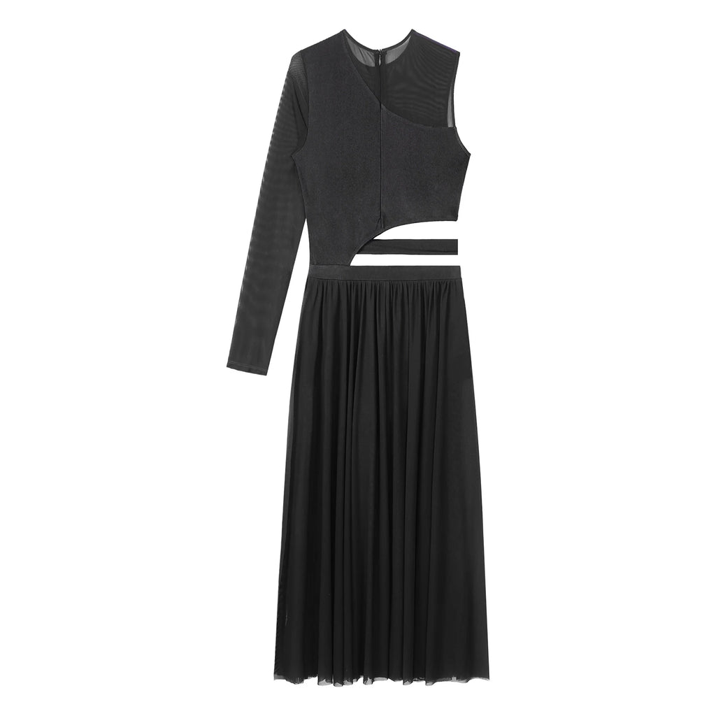 Women One Shoulder Long Sleeve Ballet Dance