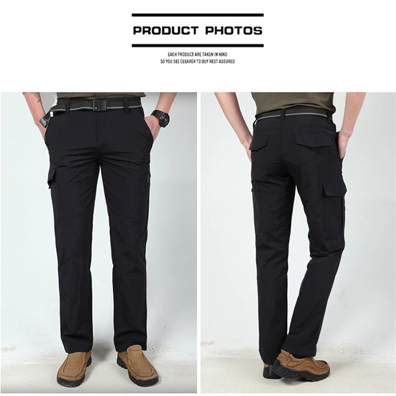 Men's Summer Tactical Cargo Pants Lightweight Casual Waterproof Trousers
