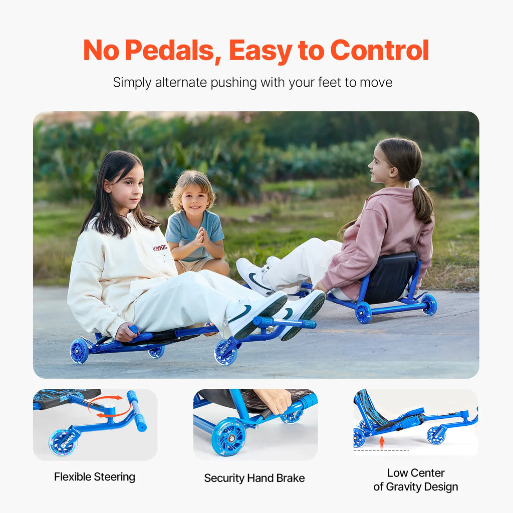 SucceBuy 198lbs Ride on Scooter Swing Side-to-Side Powered by Zig-Zag Motion Sports Games Drifting Toys for Children Gifts