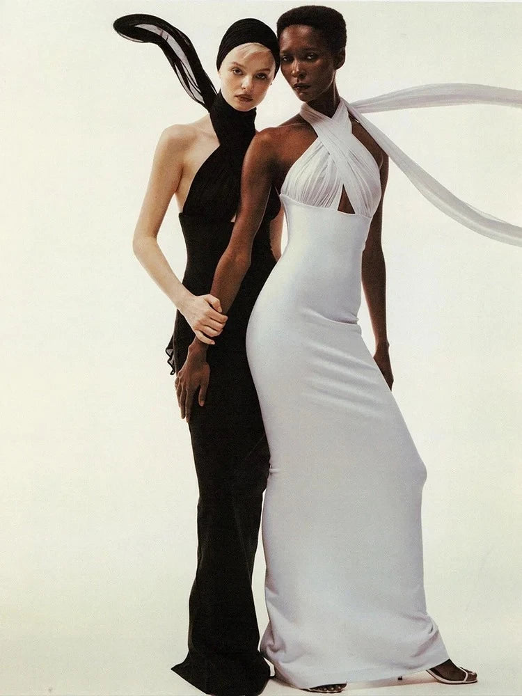 Kliou Ribbons Women Long Dress