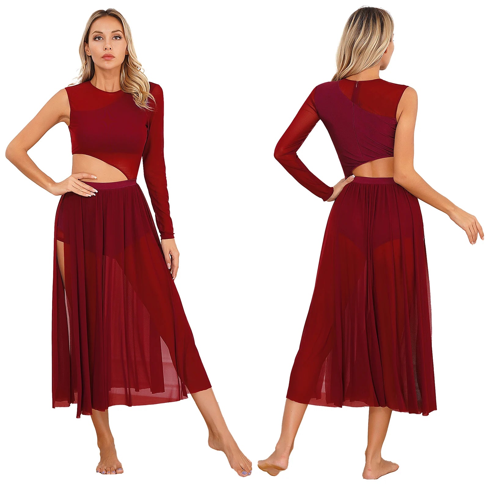 Women One Shoulder Long Sleeve Ballet Dance