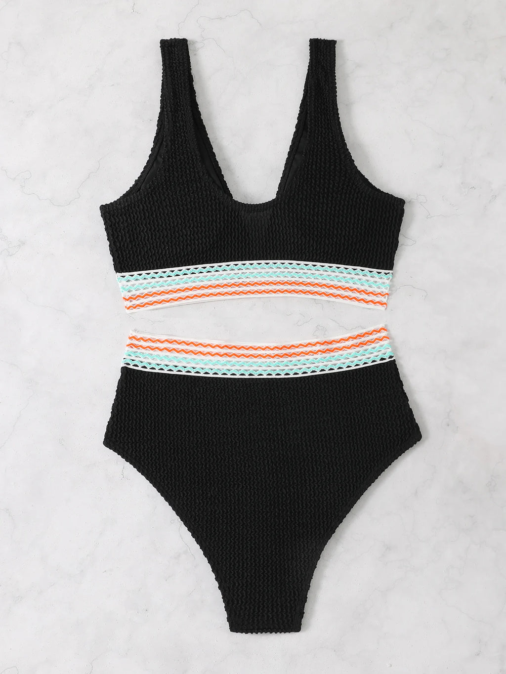 2025 Sexy Strape Tape Swimsuit Women Solid High Waist Bikini Set