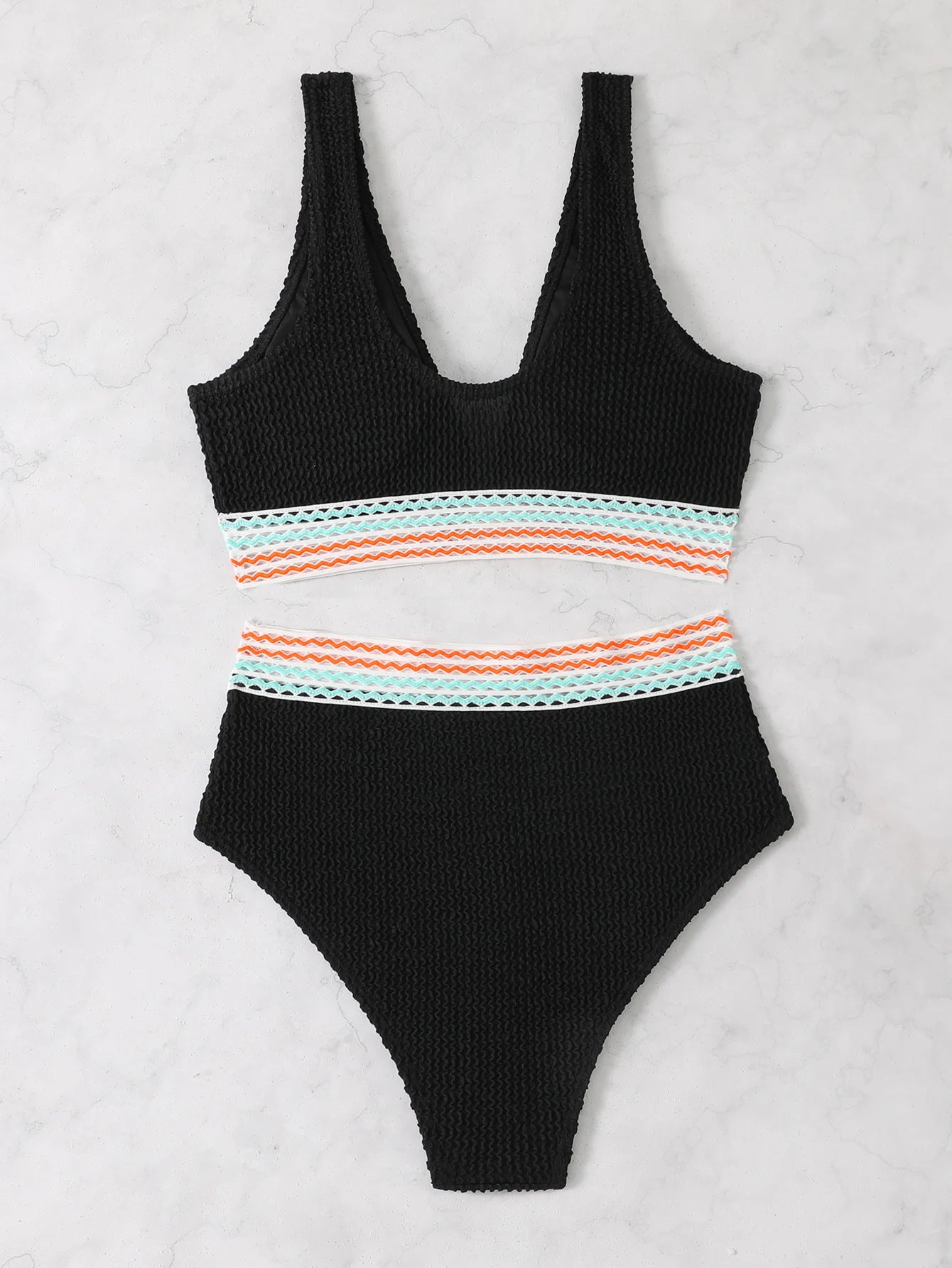 2025 Sexy Strape Tape Swimsuit Women Solid High Waist Bikini Set