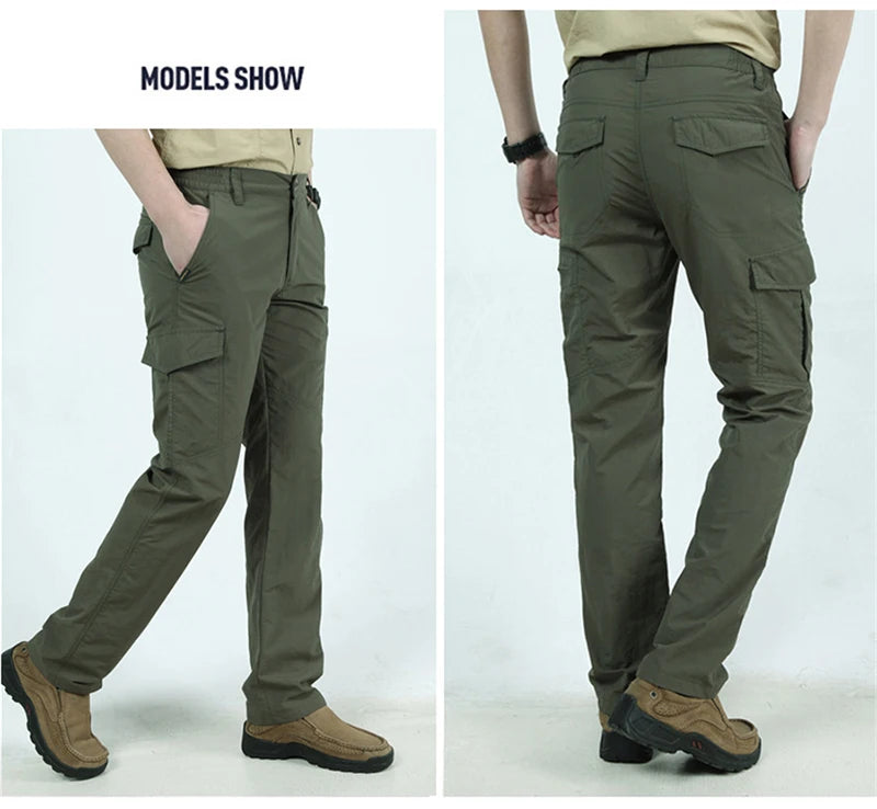 Men's Summer Tactical Cargo Pants Lightweight Casual Waterproof Trousers