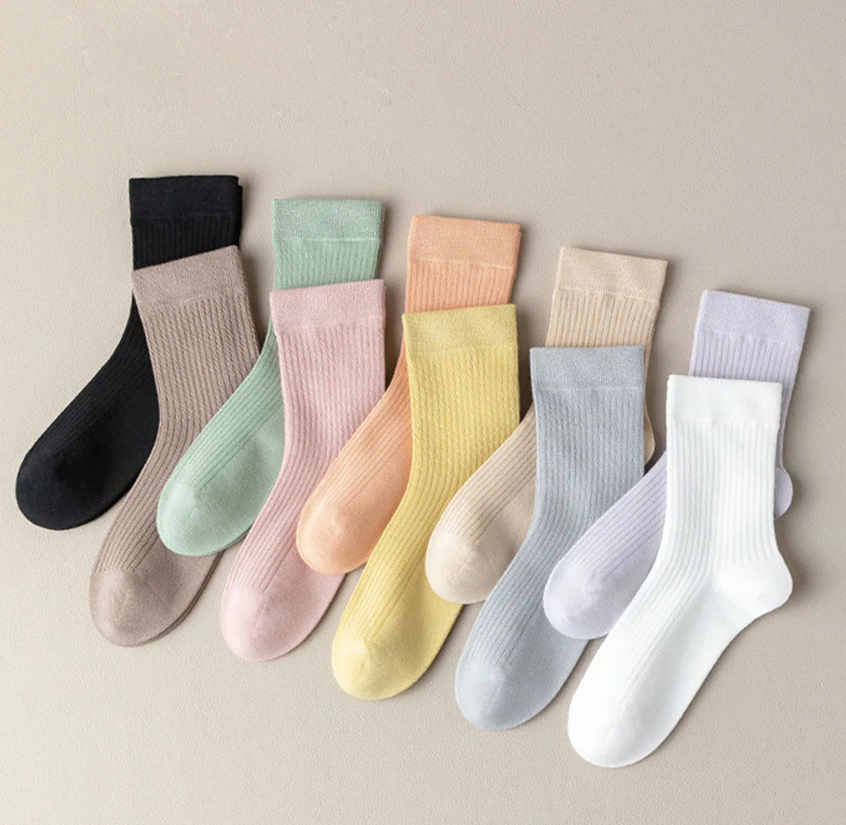 5 Pairs 100% Cotton Women Men Socks Soft Casual Solid (overseas product)