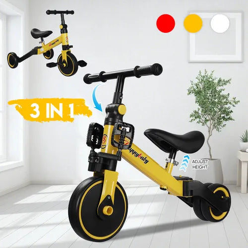PORIYA 3 in1 Toddler Kid Ride on Toy Balance Bike Scooter Tricycle 1.5-4 Years Push Car