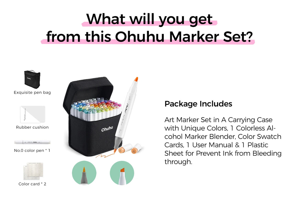 Ohuhu Honolulu 36 Skin Colors Marker Pen Set Alcohol Art Markers