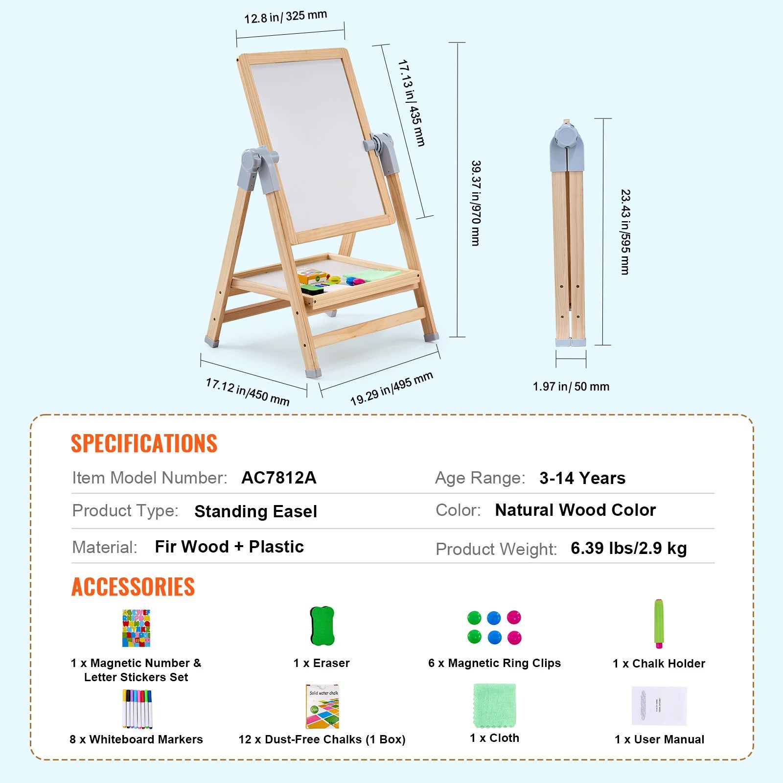 SucceBuy Standing Magnetic Drawing Board WordPad Art Easel with Painting Accessories Children Educational Toys for Kids Girl Boy