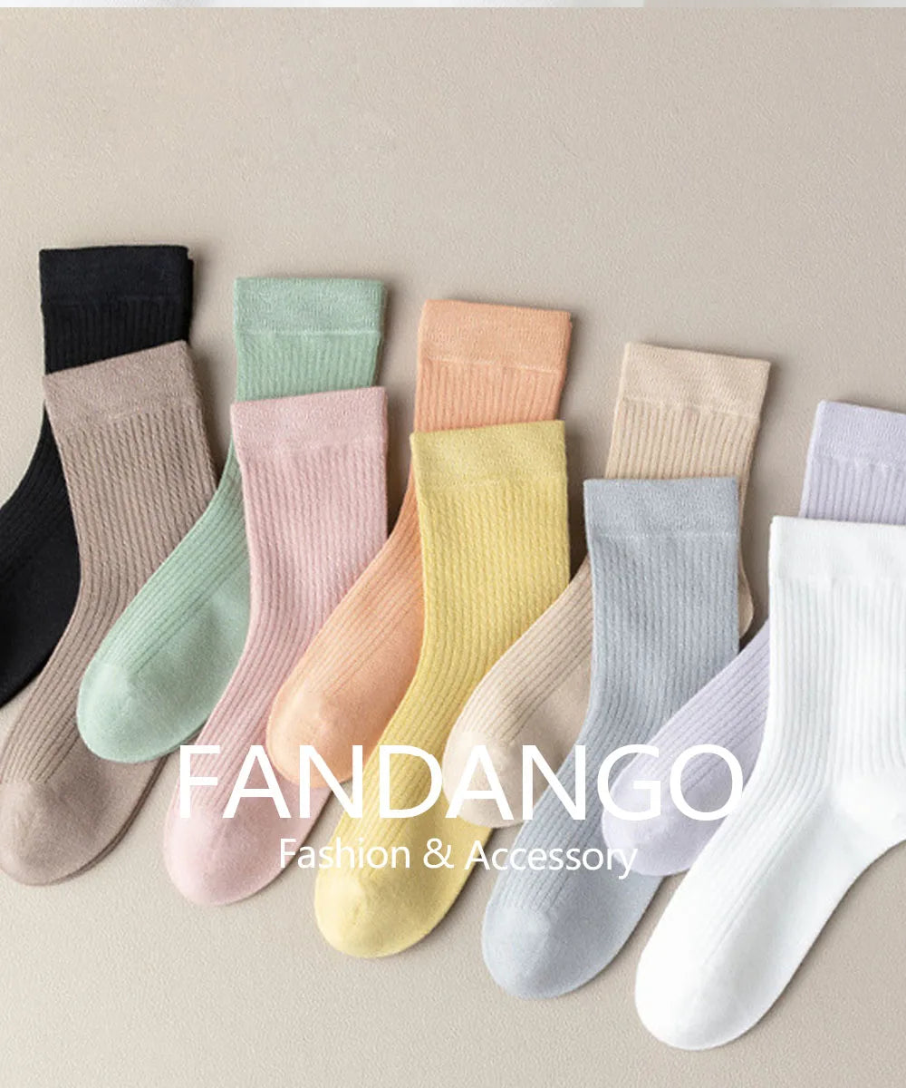 5 Pairs 100% Cotton Women Men Socks Soft Casual Solid (overseas product)