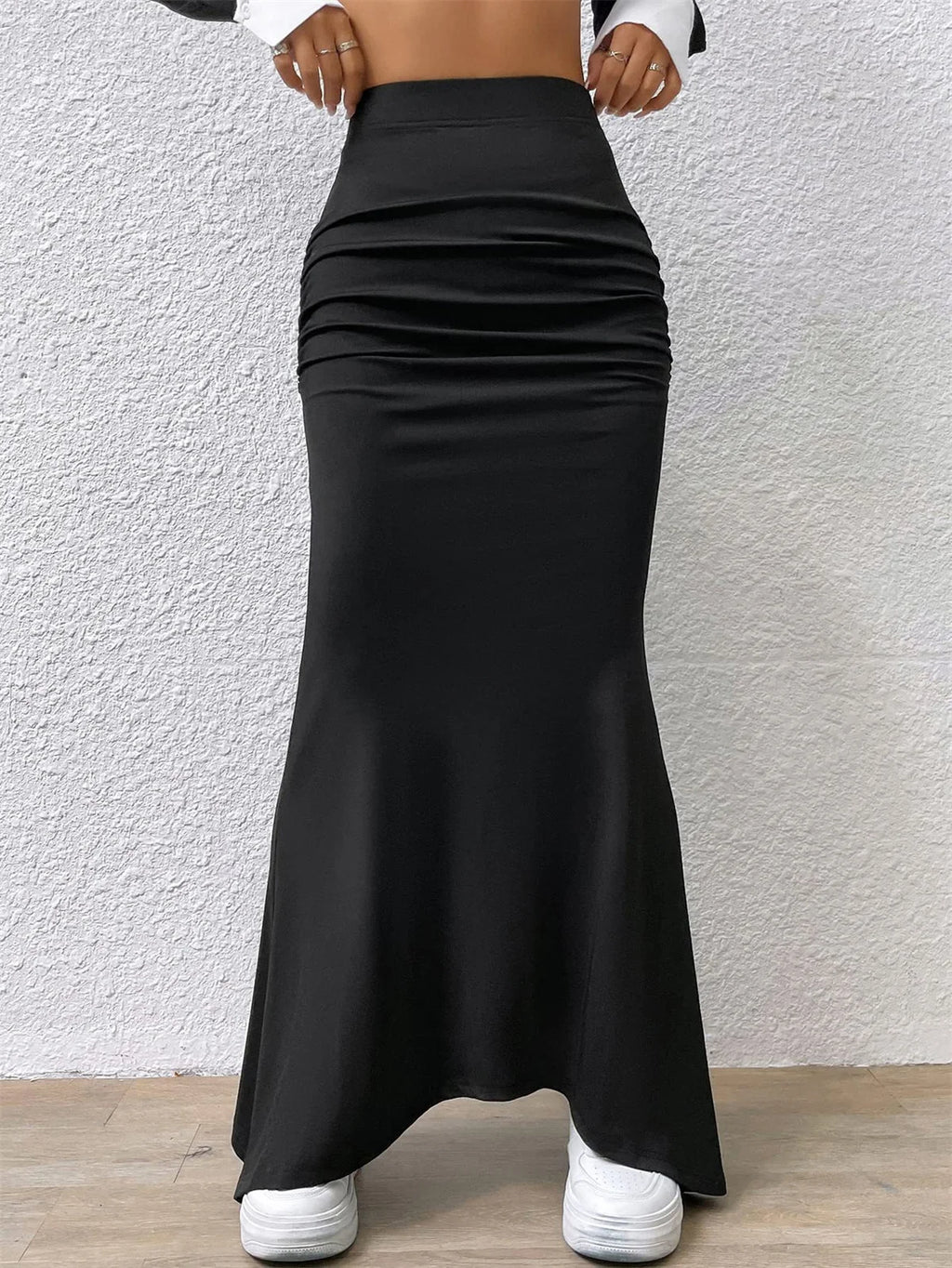 Women Solid Slim Fishtail Skirt