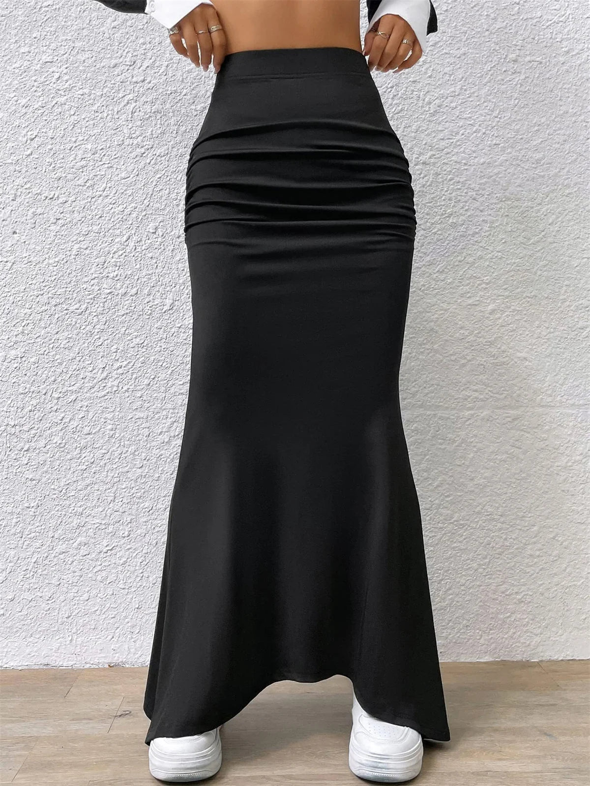 Women Solid Slim Fishtail Skirt
